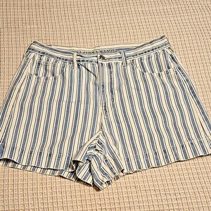 American Eagle Denim Striped Vintage Shorts Sz. 12 High Waist Mom